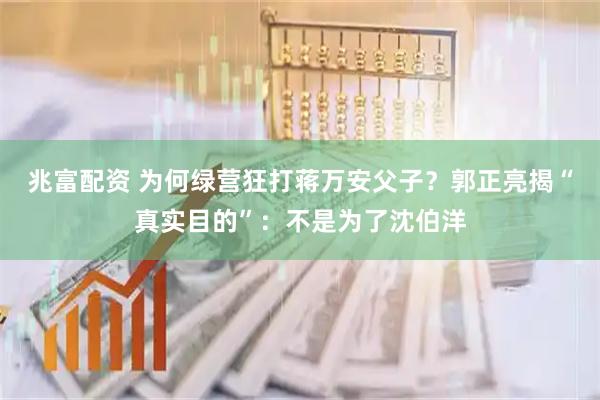 兆富配资 为何绿营狂打蒋万安父子？郭正亮揭“真实目的”：不是为了沈伯洋
